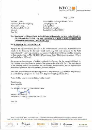 Thumbnail Kewal Kiran Clothing
 Quarterly Report 2025-q4