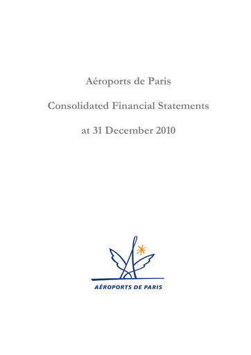 Thumbnail Aéroports de Paris Financial Statement 2010
