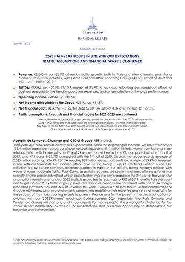 Thumbnail Aéroports de Paris Half-year Report 2023-h1
