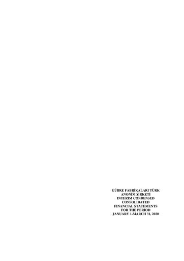 Thumbnail GÜBRETAŞ Financial Statement 2020-q1