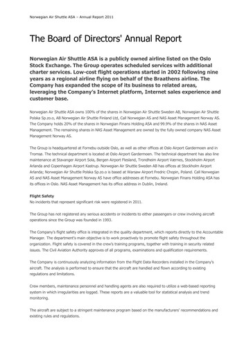 Thumbnail Norwegian Air Shuttle
 Annual Report 2011