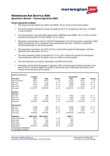 Thumbnail Norwegian Air Shuttle
 Quarterly Report 2007-q4