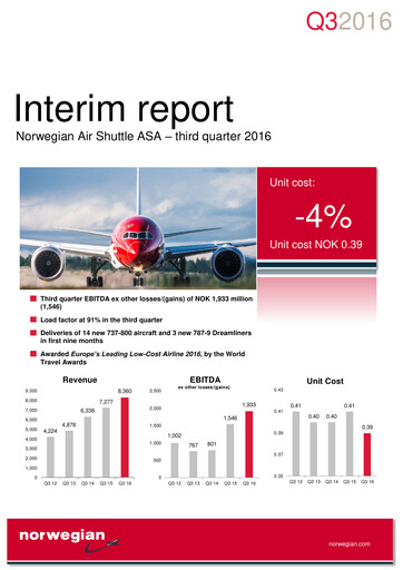 Thumbnail Norwegian Air Shuttle
 Quarterly Report 2016-q3