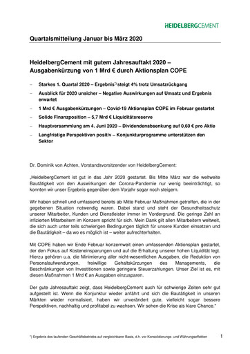 Vorschaubild HeidelbergCement Quartalsbericht 2020-q1