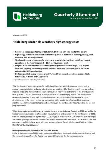 Vorschaubild HeidelbergCement Quartalsbericht 2022-q3