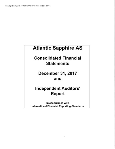 Vorschaubild Atlantic Sapphire Finanzmitteilung 2017