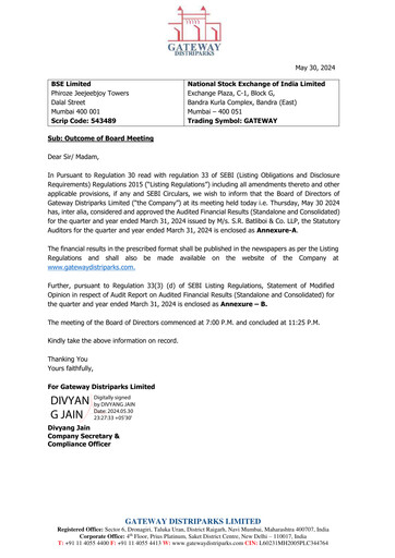 Thumbnail Gateway Distriparks Quarterly Report 2023-q4