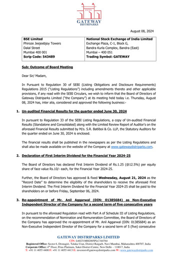 Thumbnail Gateway Distriparks Quarterly Report 2024-q1