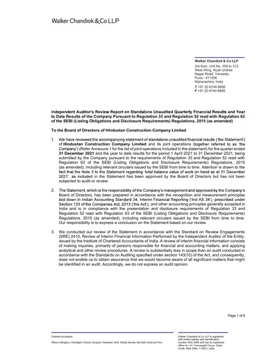 Thumbnail Hindustan Construction Company
 Quarterly Report 2021-q3