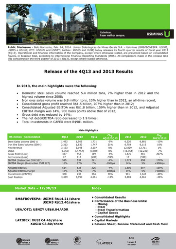 Thumbnail Usiminas Financial Report 2013