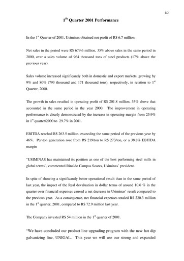 Thumbnail Usiminas Quarterly Report 2001-q1