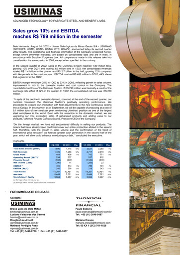 Thumbnail Usiminas Quarterly Report 2002-q2