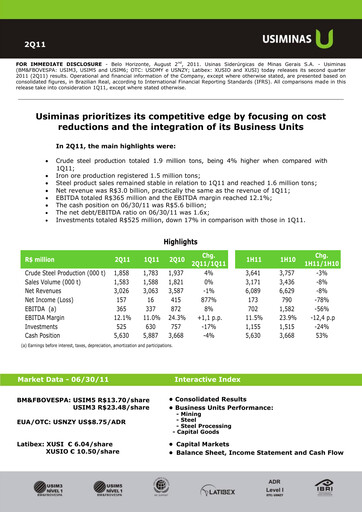 Thumbnail Usiminas Quarterly Report 2011-q2