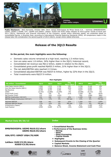 Thumbnail Usiminas Quarterly Report 2013-q3