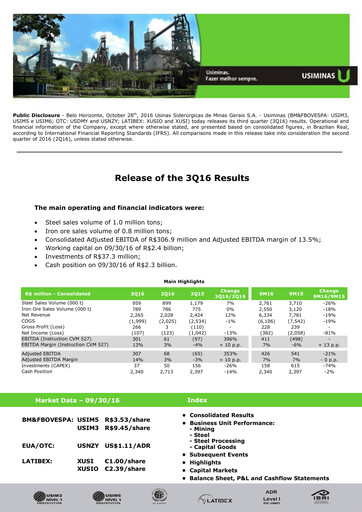 Thumbnail Usiminas Quarterly Report 2016-q3