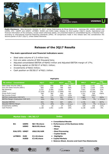 Thumbnail Usiminas Quarterly Report 2017-q3