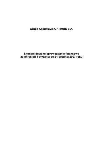 Miniature CD Projekt Bilan financier 2007