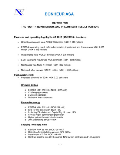 Thumbnail Bonheur ASA Quarterly Report 2016-q4