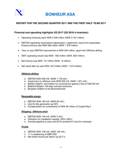 Thumbnail Bonheur ASA Quarterly Report 2017-q2