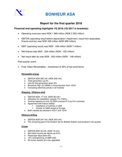 Thumbnail Bonheur ASA Quarterly Report 2018-q1
