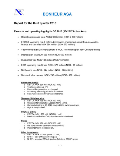 Thumbnail Bonheur ASA Quarterly Report 2018-q3