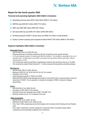 Thumbnail Bonheur ASA Quarterly Report 2025-q4
