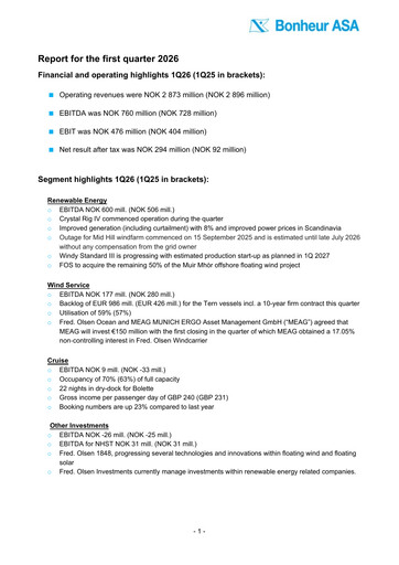 Thumbnail Bonheur ASA Quarterly Report 2026-q1