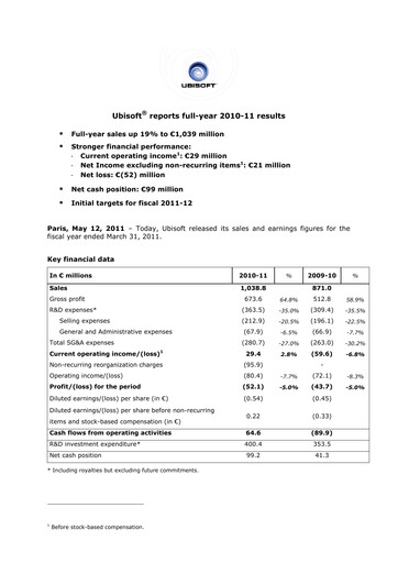 Thumbnail Ubisoft Financial Report 2010-2011