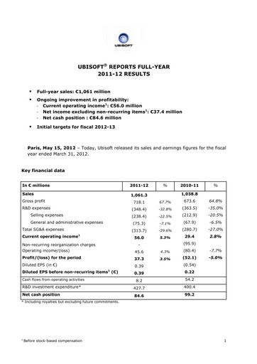 Thumbnail Ubisoft Financial Report 2011-2012