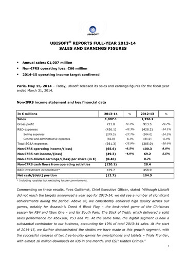Thumbnail Ubisoft Financial Report 2013-2014