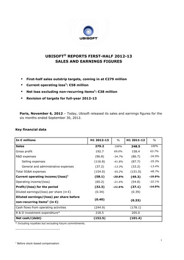 Thumbnail Ubisoft Half-year Report 2012-h1