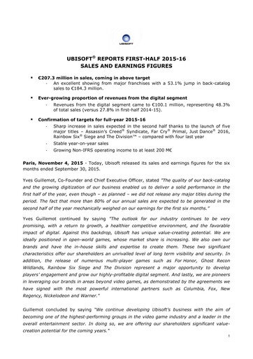 Thumbnail Ubisoft Half-year Report 2015-h1