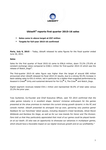 Thumbnail Ubisoft Quarterly Report 2015-q1