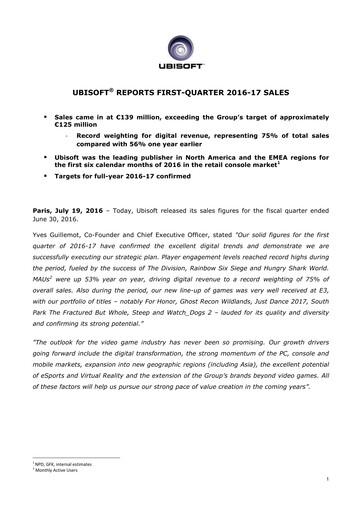 Thumbnail Ubisoft Quarterly Report 2016-q1