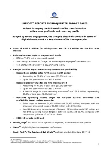 Thumbnail Ubisoft Quarterly Report 2016-q3