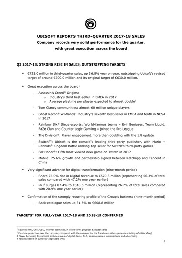 Thumbnail Ubisoft Quarterly Report 2017-q3