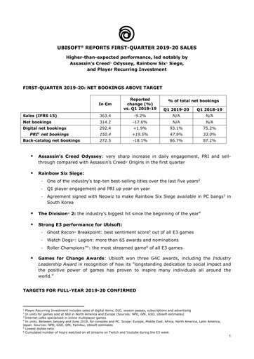 Thumbnail Ubisoft Quarterly Report 2019-q1