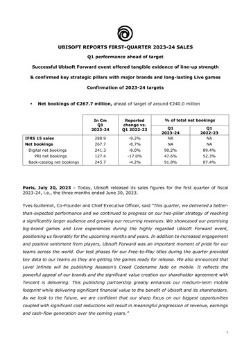 Thumbnail Ubisoft Quarterly Report 2023-q1