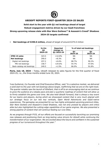Thumbnail Ubisoft Quarterly Report 2024-q1