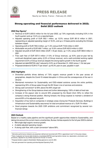 Vorschaubild Bureau Veritas Finanzbericht 2022