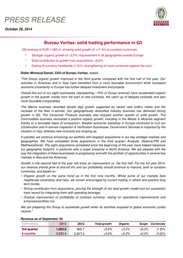 Vorschaubild Bureau Veritas Quartalsbericht 2014-q3