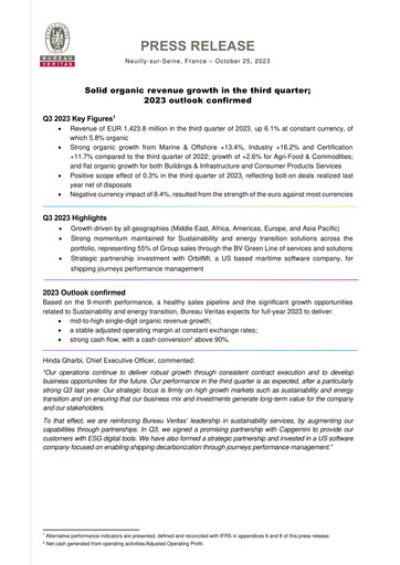 Vorschaubild Bureau Veritas Quartalsbericht 2023-q3