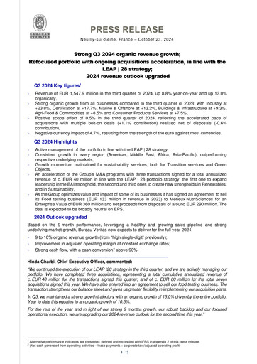 Vorschaubild Bureau Veritas Quartalsbericht 2024-q3