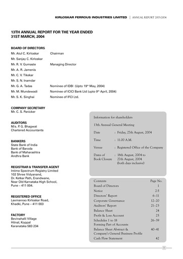 Thumbnail Kirloskar Ferrous Industries Annual Report 2003-2004