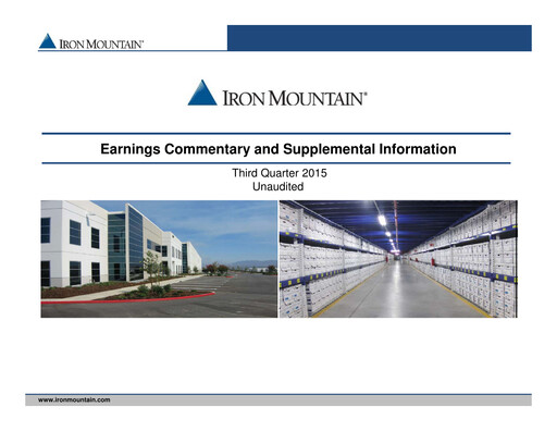 Miniature Iron Mountain Rapport trimestriel 2015-q3