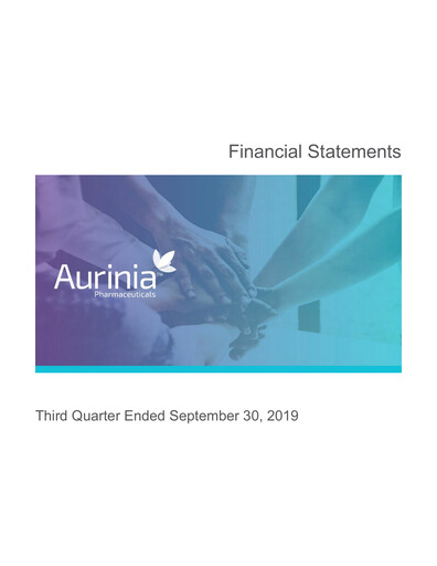 Thumbnail Aurinia Pharmaceuticals
 Quarterly Report 2019-q3