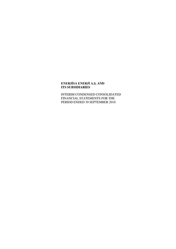 Thumbnail Enerjisa Enerji
 Financial Statement 2018-9m