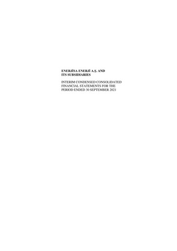 Thumbnail Enerjisa Enerji
 Financial Statement 2021-9m