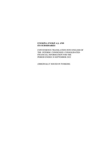 Thumbnail Enerjisa Enerji
 Financial Statement 2022-9m