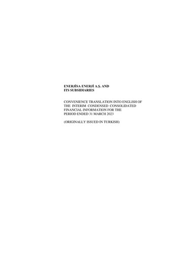 Thumbnail Enerjisa Enerji
 Financial Statement 2023-q1